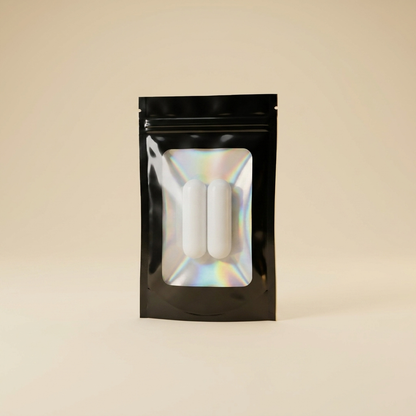 Noiré Refill Verpackung – schwarzer Beutel auf Creme